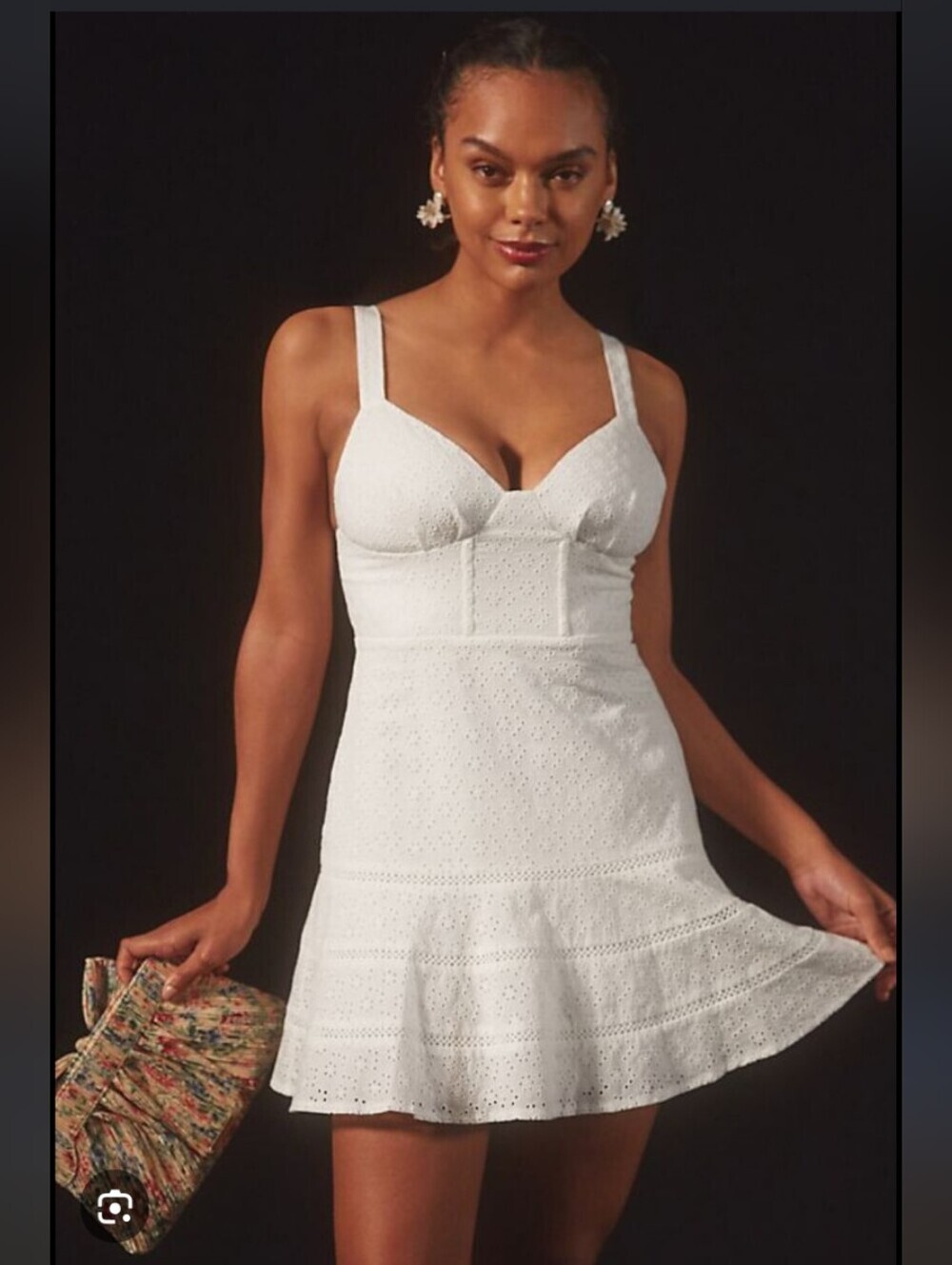 Anthropologie x Mare Mare Tatum White Eyelet Adjustable Strap Summer Dress Large